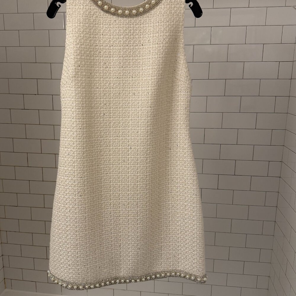 Alice & Olivia Coley Mini Dress, Off White, NWT, Size 14 - Picture 13 of 15